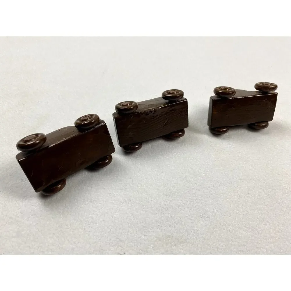 Handcrafted Wooden Miniature Toy Cars - Set of 3 - dark walnut semi-stain